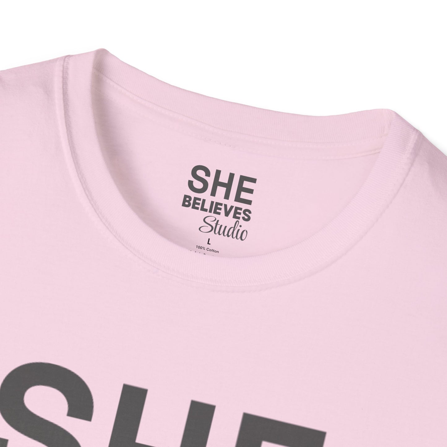 SHE BELIEVES Signature Tee — Blush