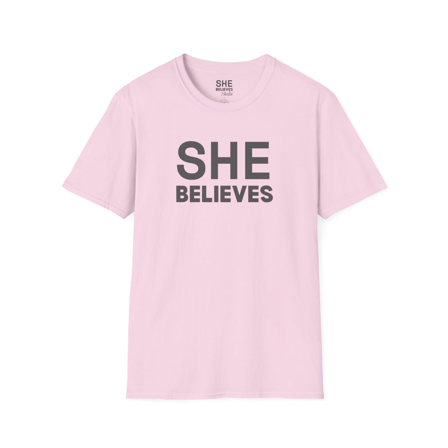 SHE BELIEVES Signature Tee — Blush