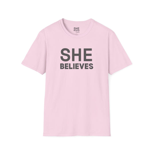 SHE BELIEVES Signature Tee — Blush